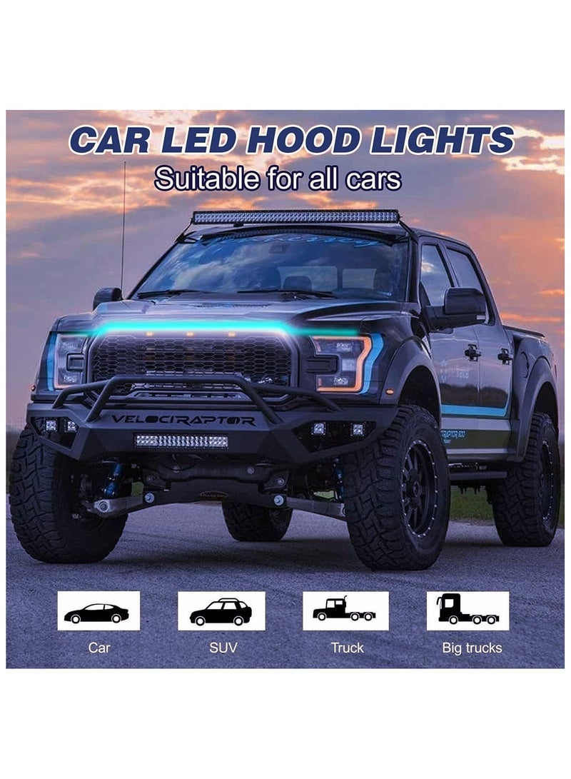 Car Hood Light Strip, 70 Inch LED Strip Lights for Car, Universal Engine Guide Decorative Bar, 12V Flexible Headlight Waterproof Daytime Running Cars, SUVs, Trucks (Ice Blue) - Image 3