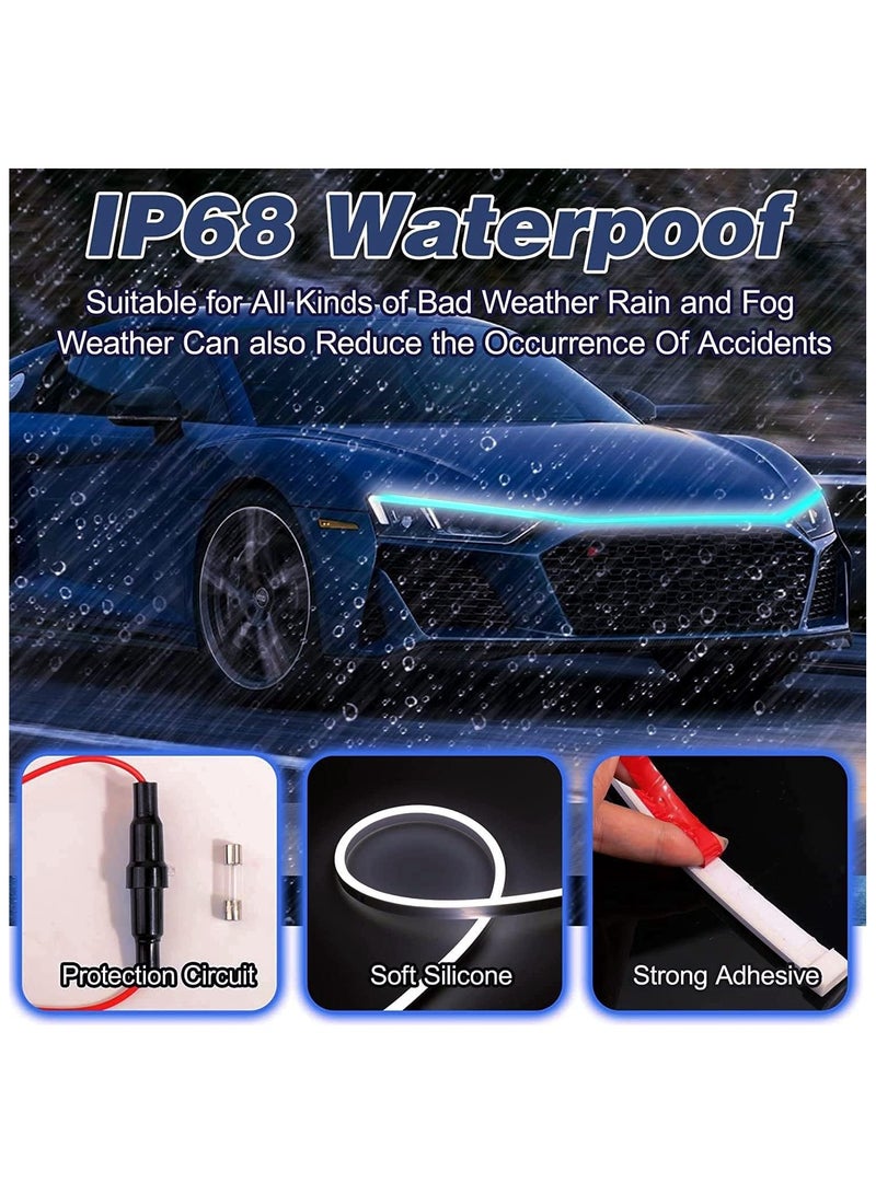 Car Hood Light Strip, 70 Inch LED Strip Lights for Car, Universal Engine Guide Decorative Bar, 12V Flexible Headlight Waterproof Daytime Running Cars, SUVs, Trucks (Ice Blue) - Image 5