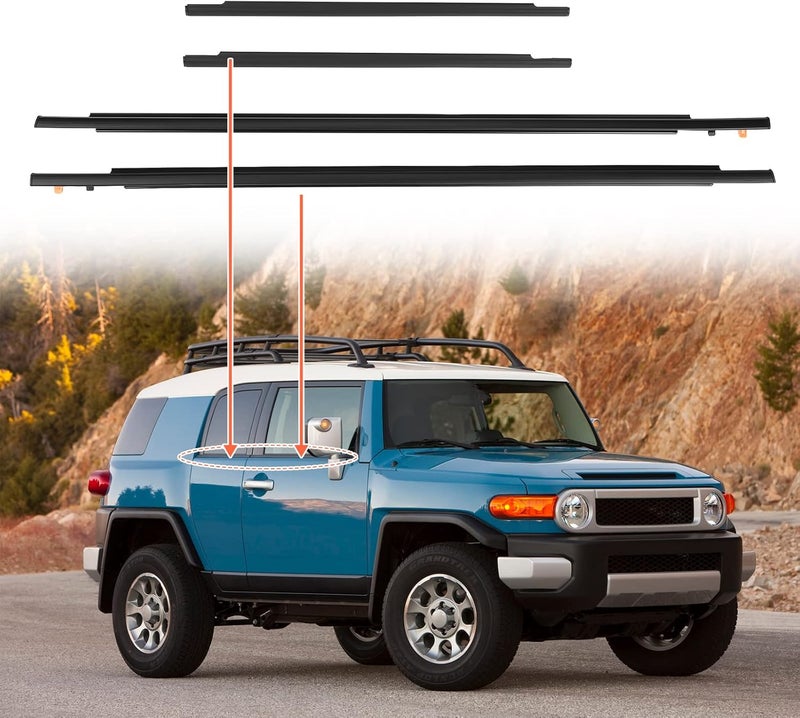 ACLONG Door Window Moulding Trim Weatherstrip for Toyota FJ Cruiser 2007-2014 - 4 Piece Set - Image 1