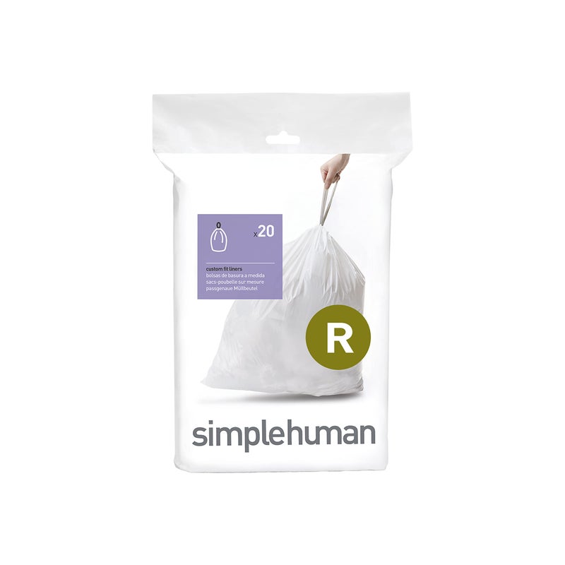 simplehuman Code R Custom Fit Drawstring Trash Bags in Dispenser Packs, 20 Count, 10 Liter / 2.6 Gallon, White - Image 5