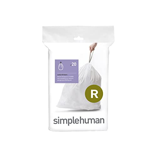 simplehuman Code R Custom Fit Drawstring Trash Bags in Dispenser Packs, 20 Count, 10 Liter / 2.6 Gallon, White - Image 1