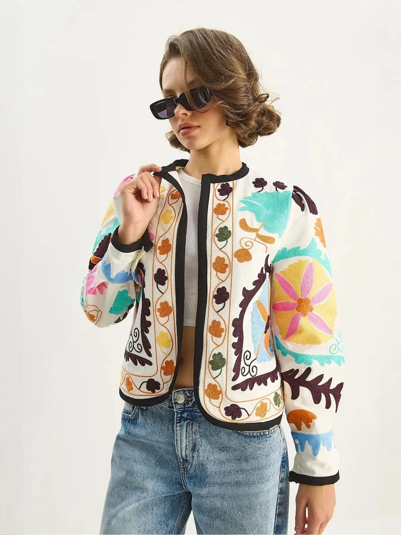 Bianco Lucci Multicolor LUCCI Patterned Short Jacket for Women | Best Price UAE