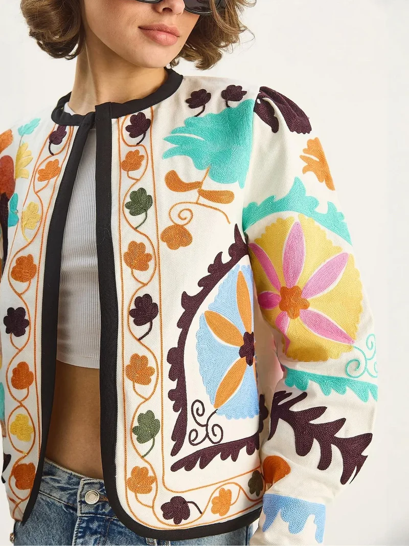 Bianco Lucci Multicolor LUCCI Patterned Short Jacket for Women | Best Price UAE