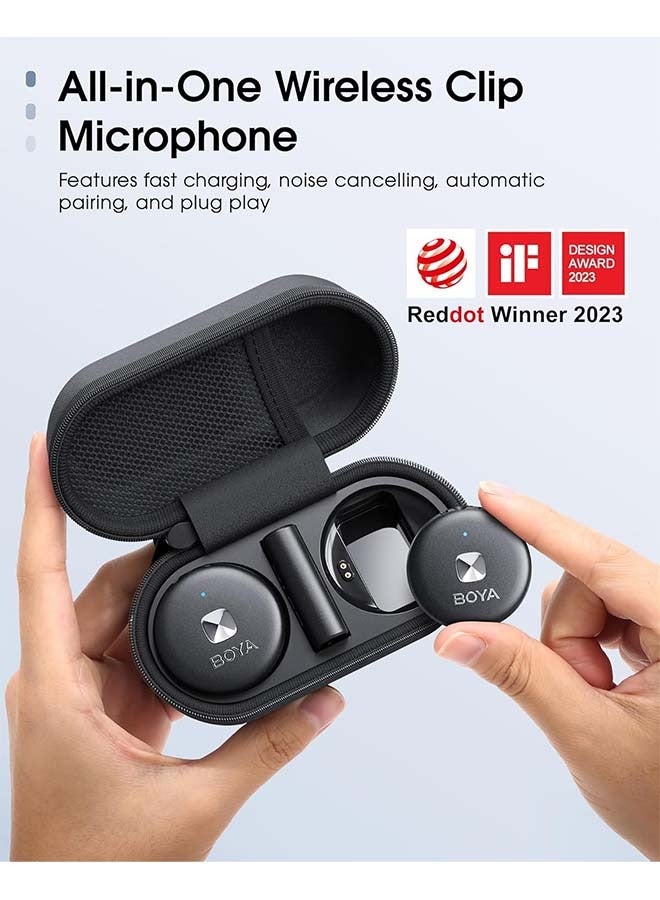 BOYA Omic Wireless Microphone for iPhone/Android with MFi Certified Lightning/USB-C Plug, Noise Reduction, 164ft 30H Battery Life with Charging Case, iPhone Microphone for Video Recording-White - Image 2