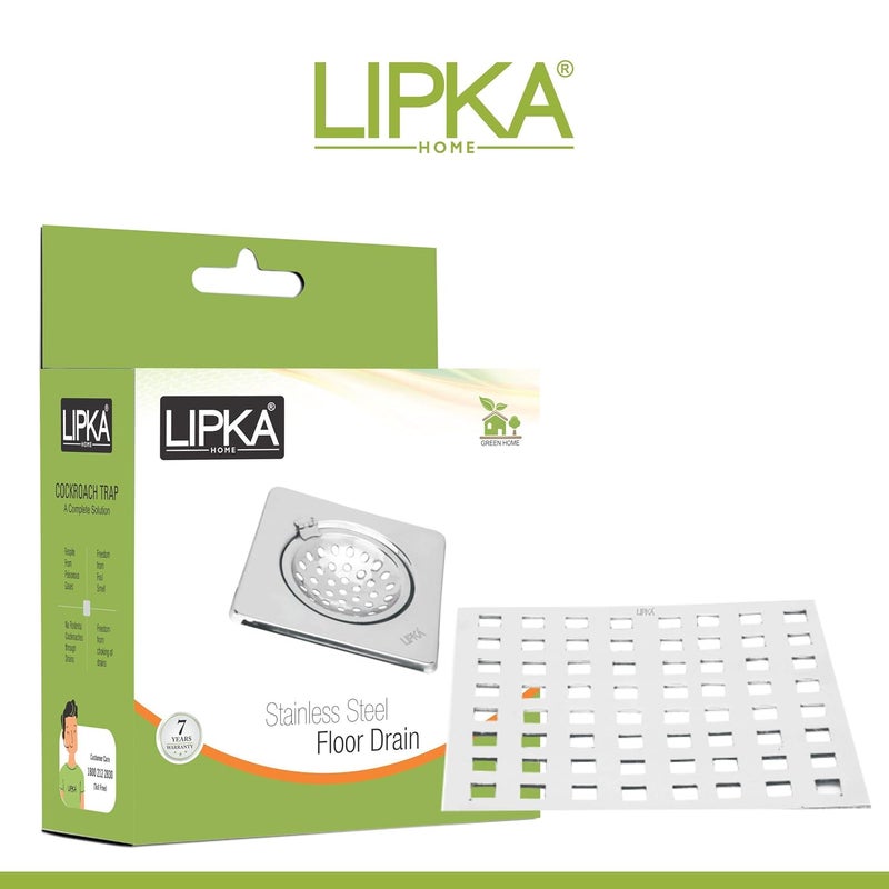 Lipka LIPKA Palo Grating Floor Drain Premium Stainless Steel5 x 5 Inches - Image 3
