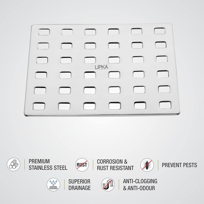 Lipka LIPKA Palo Grating Floor Drain Premium Stainless Steel5 x 5 Inches - Image 4