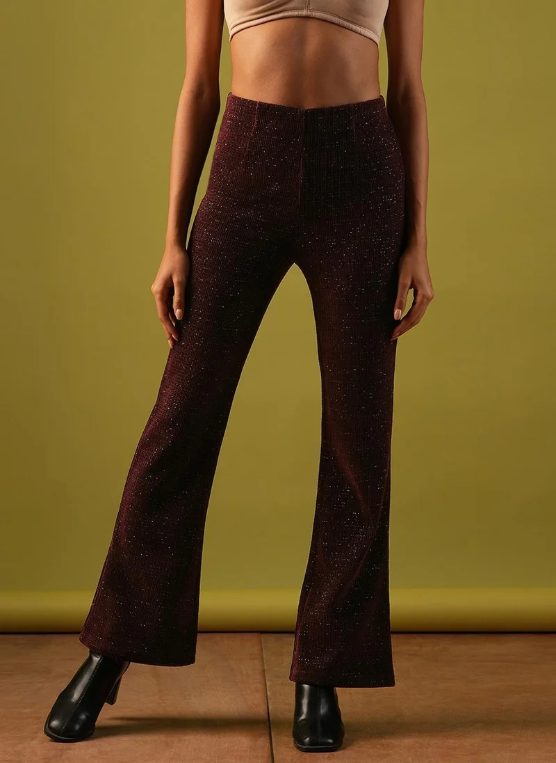 globus Globus Women Mid-Rise Shiny Flared Party Treggings