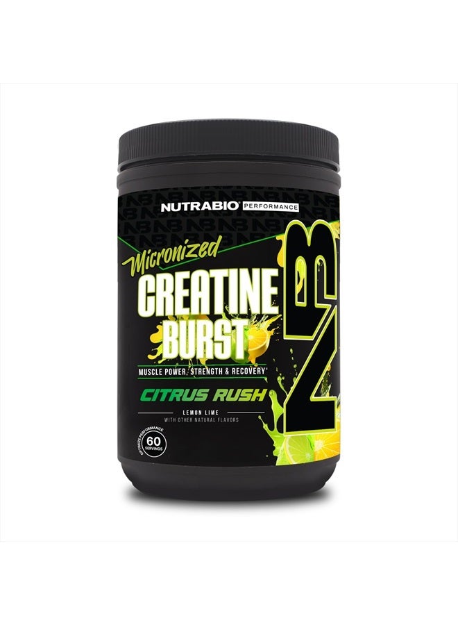 NutraBio Creatine Burst – Micronized Creatine Monohydrate Powder – 300 G – Muscle Growth, Reduce Soreness – Faster Recovery Time – 60 Servings Citrus Rush - Image 1