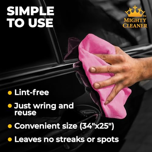 Mighty Cleaner Premium XL Shammy Towel for Car - 2pk (34"x25") - Super Absorbent Chamois Cloth for Drying - Spots & Scratch-Free, Reusable - Image 5