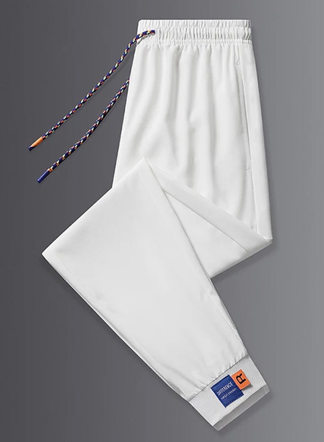 DR Men's Casual Pants - White Drawstring Joggers - Image 1