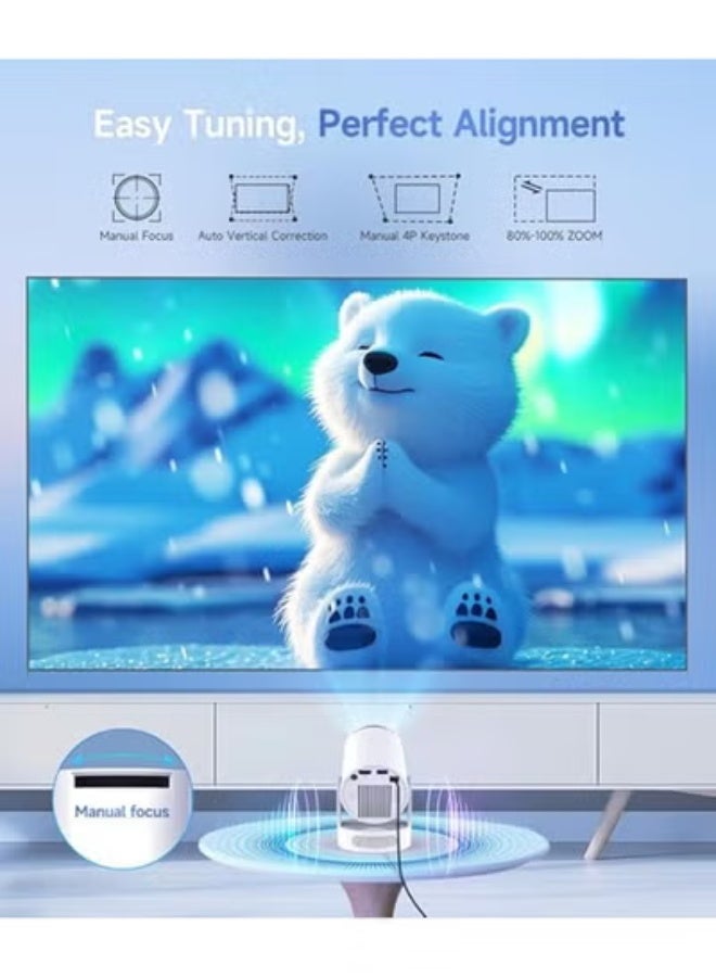 Portable Smart Mini Projector – 4K FHD 1080P Support, Android 11, WiFi 6, Bluetooth 5.4, 180° Rotation, 5W Bass Speaker for Home Cinema & Car Use - Image 3