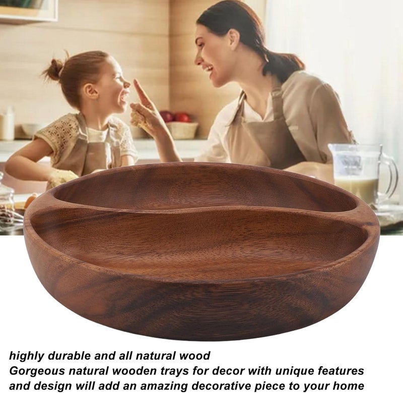Wooden Serving Trays, Handcrafted Wooden Platters for Salad Dessert Fruit Snack, Multipurpose Serving Boards with Smooth Surface, Perfect for Home Decor Parties Weddin (Large Compartment Oval) - Image 2