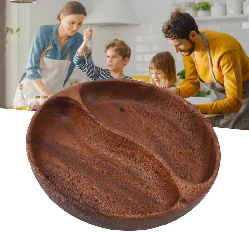 Wooden Serving Trays, Handcrafted Wooden Platters for Salad Dessert Fruit Snack, Multipurpose Serving Boards with Smooth Surface, Perfect for Home Decor Parties Weddin (Large Compartment Oval) - Image 3