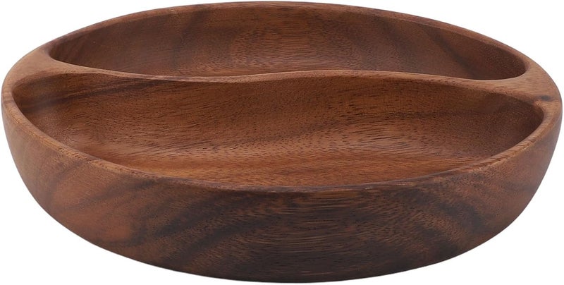 Wooden Serving Trays, Handcrafted Wooden Platters for Salad Dessert Fruit Snack, Multipurpose Serving Boards with Smooth Surface, Perfect for Home Decor Parties Weddin (Large Compartment Oval) - Image 1