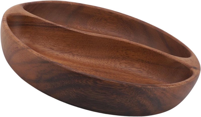 Wooden Serving Trays, Handcrafted Wooden Platters for Salad Dessert Fruit Snack, Multipurpose Serving Boards with Smooth Surface, Perfect for Home Decor Parties Weddin (Large Compartment Oval) - Image 5