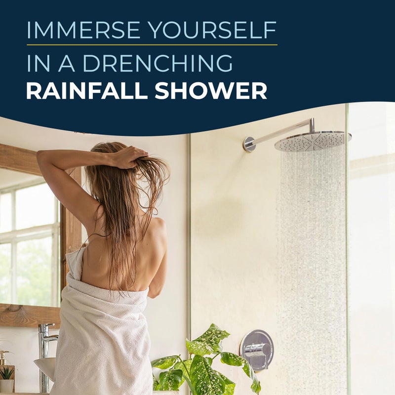 HammerHead Showers هامر هيد شاورزÂ® رأس دش مطري من المعدن الصلب 12 بوصة، رأس دش مطري كبير، 2.5 GPM تدفق عالي محسّن للضغط، يمكن تركيبه على الحائط أو السقف، كروم - Image 2
