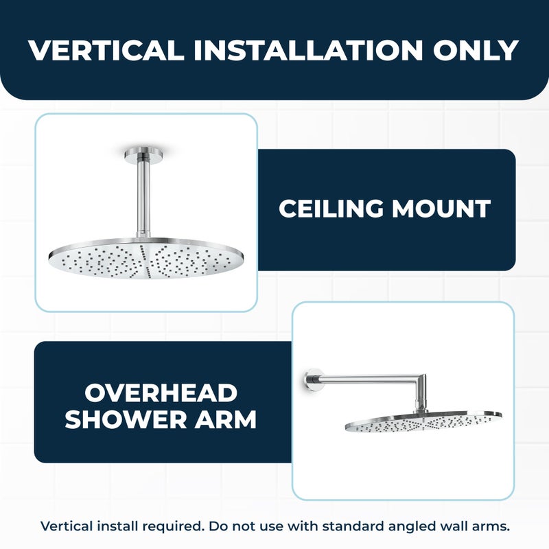 HammerHead Showers هامر هيد شاورزÂ® رأس دش مطري من المعدن الصلب 12 بوصة، رأس دش مطري كبير، 2.5 GPM تدفق عالي محسّن للضغط، يمكن تركيبه على الحائط أو السقف، كروم - Image 5