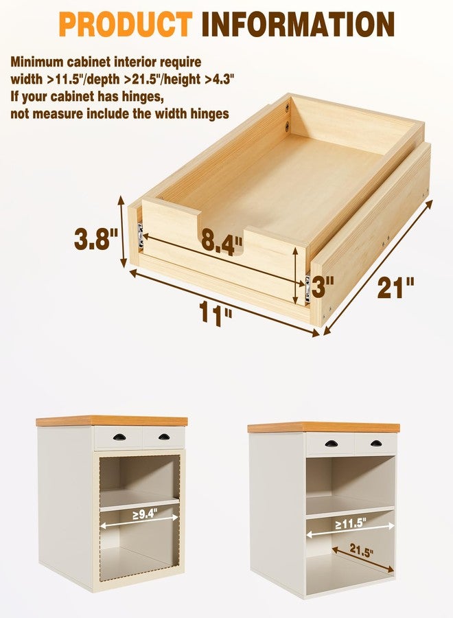 Grehitk Pullout Cabinet Organizer, 11''W×21''D×3''H Slide Out Shelves for Kitchen Cabinets, Pull out Drawers for Kitchen Cabinets, Pantry, Bathroom, & Storage Organization - Image 2