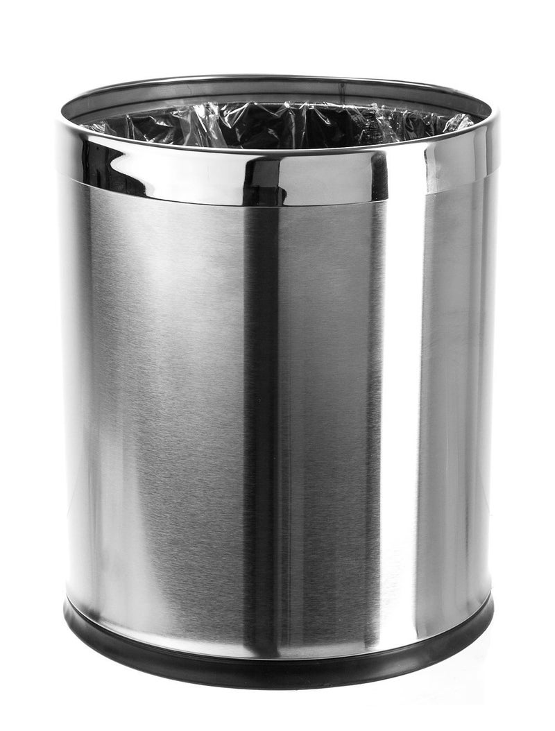 Brelso Small Office Trash Can, Open Top Small Wastebasket Bin, Stainless Steel Garbage Can, 'Invisi-Overlap' Metal Decorative Waste Basket for Powder Room, Vanity, Bathroom, Home, Modern - Image 1
