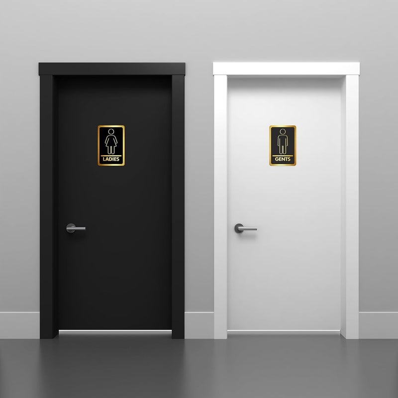 BerryBox Black Golden Stickers For Glass Doors For Office, Stores, Cafe, Hotel, Restaurant, Business & Shop, Self-Adhesive, Acrylic Signage (Gents Ladies, Black Gold) - Image 2