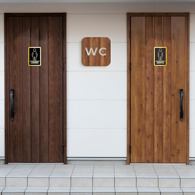 BerryBox Black Golden Stickers For Glass Doors For Office, Stores, Cafe, Hotel, Restaurant, Business & Shop, Self-Adhesive, Acrylic Signage (Gents Ladies, Black Gold) - Image 4