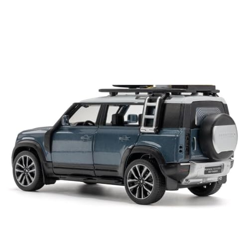 Awestuffs 1:32 Scale Model Car Exclusive Alloy Metal Pull Back Die-cast Toy with Openable Doors & Light Music for Gifts and Décor (Land Rover Defender Blue) - Image 2