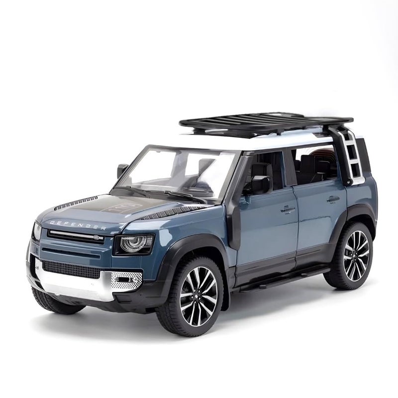 Awestuffs 1:32 Scale Model Car Exclusive Alloy Metal Pull Back Die-cast Toy with Openable Doors & Light Music for Gifts and Décor (Land Rover Defender Blue) - Image 5