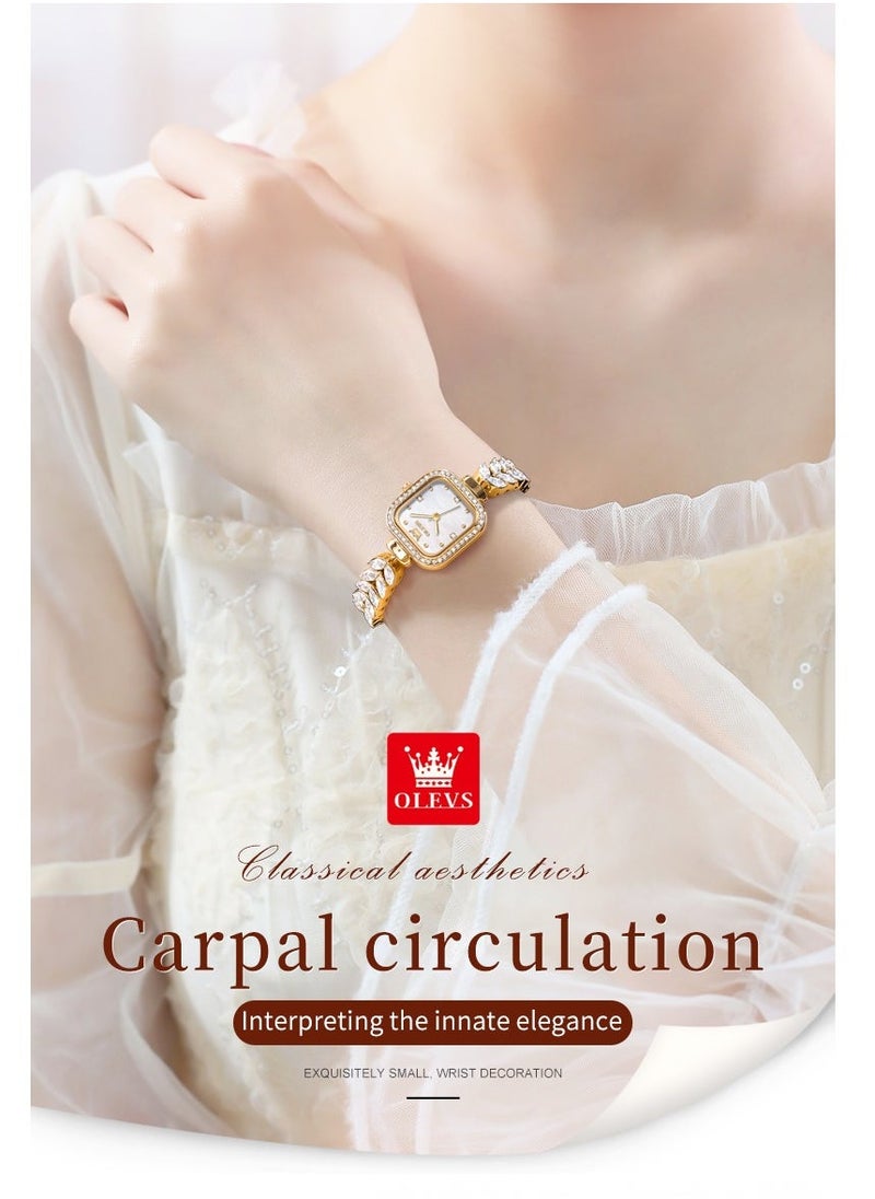 أوليفز Watches for Women Fashion Quartz Stainless Steel Water Resistant Watch Gold 9987 - Image 2