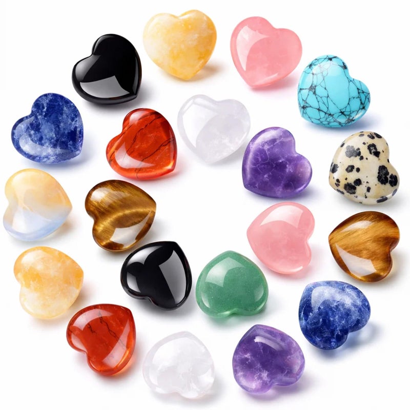 Funewest 28PCS Healing Crystals Heart Stones Natural Gemstone Bulk Set Small Polished Crystal Stones for Meditation Mindfulness Gifts Pocket Decor Spiritual Collection - Image 3