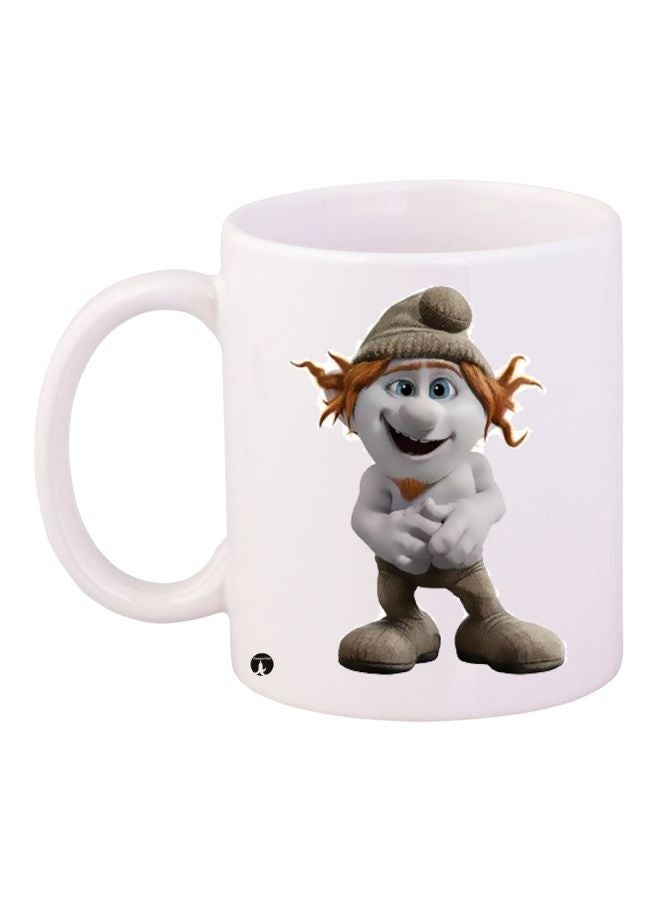 RYN Smurfs Printed Coffee Mug White/Grey/Brown 11ounce