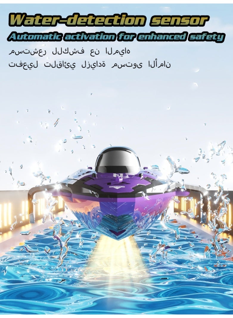 Wireless Mini Remote-Controlled Speedboat Spinning and Tumbling Stunt Remote-Controlled Boat Dual-Motor Powerful Drive Children's Birthday Gift Toy for Children Aged 6 Years and Over - Image 5