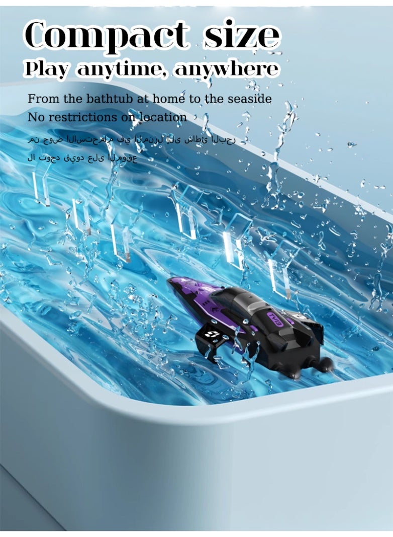 Wireless Mini Remote-Controlled Speedboat Spinning and Tumbling Stunt Remote-Controlled Boat Dual-Motor Powerful Drive Children's Birthday Gift Toy for Children Aged 6 Years and Over - Image 2