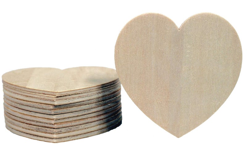 Creative Hobbies Unfinished Wood Heart Cutout Shapes Ready to Paint or Decorate 35 Inch Wide  12 Pack