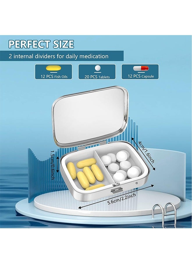 Compartment Medicine Pill Case, Van Gogh Almond Blossom Decorative 2 Compartment Travel Medicine Organizer, Retro Decorative Metal Travel Medicine Kit (Green) - Image 2