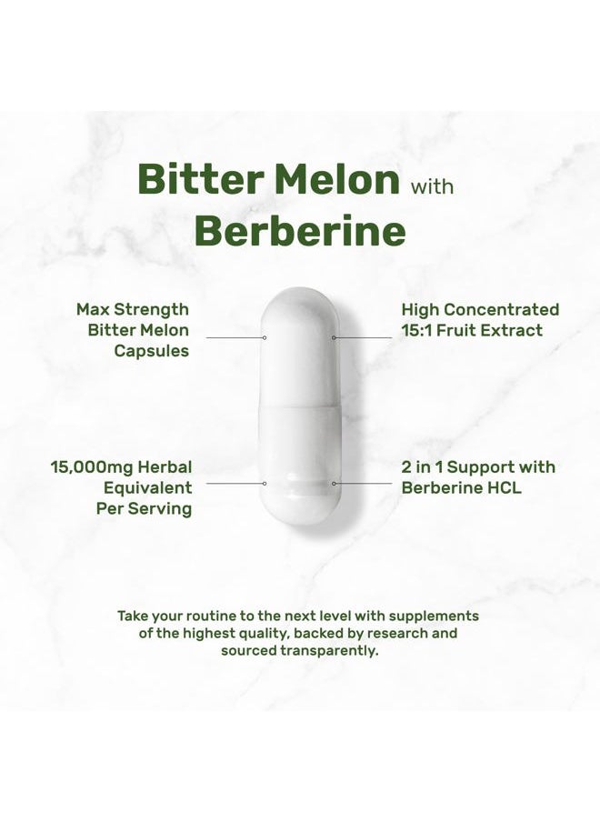 DEAL SUPPLEMENT - Bitter Melon with Berberine Supplement 15,000mg Per Serving, 300 Capsules | 15:1 Wild Bitter Melon Fruit Extract & Berberine HCL | Third Party Tested | Plant Based, Non-GMO - Image 1