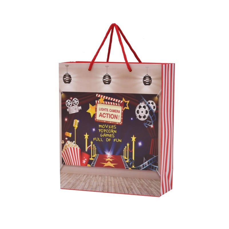 PPJ ® -HAPPY BIRTHDAY CINEMA/MOVIE THEME PARTY (10 Pcs.) PAPER CARRY BAG, 10 Inch X 12 Inch X 4 Inch RETURN GIFT/HAPPY BIRTHDAY/RETURN GIFTS/GIFTS/GIFT BAGS/GIFT COVERS (Pack of 10) - Image 1