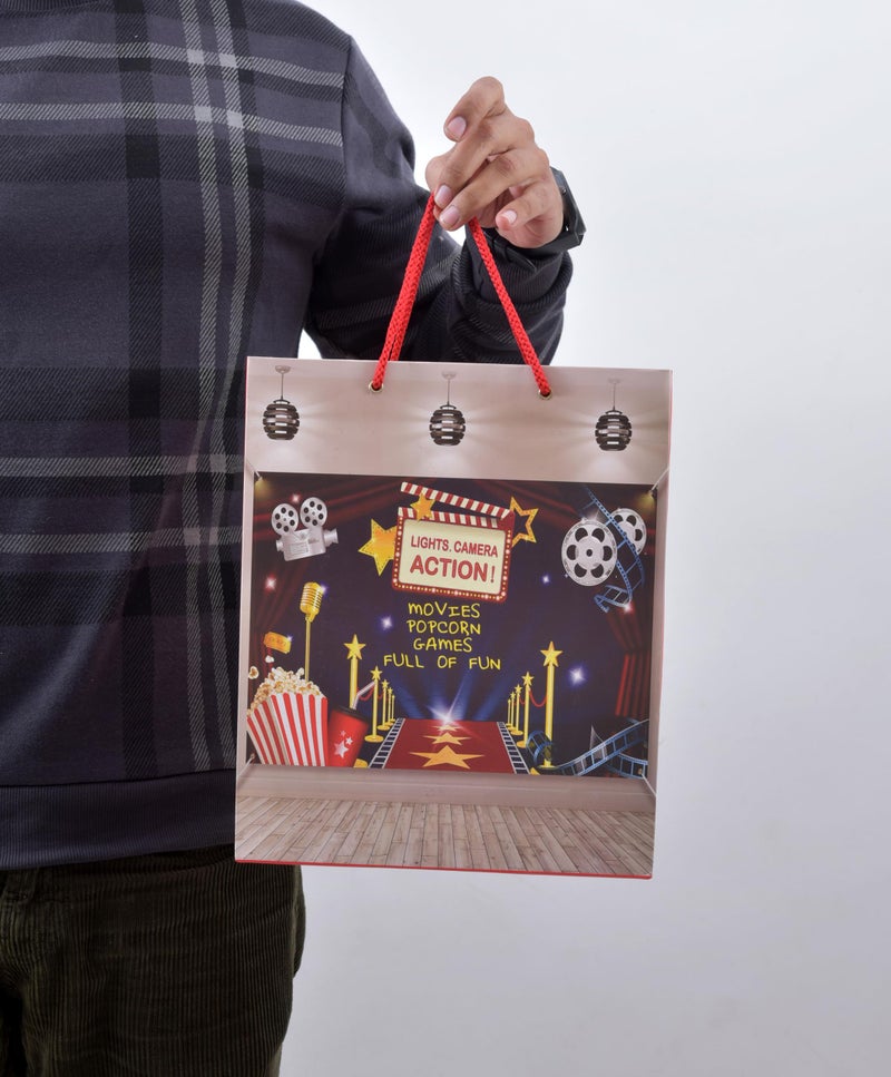 PPJ ® -HAPPY BIRTHDAY CINEMA/MOVIE THEME PARTY (10 Pcs.) PAPER CARRY BAG, 10 Inch X 12 Inch X 4 Inch RETURN GIFT/HAPPY BIRTHDAY/RETURN GIFTS/GIFTS/GIFT BAGS/GIFT COVERS (Pack of 10) - Image 2