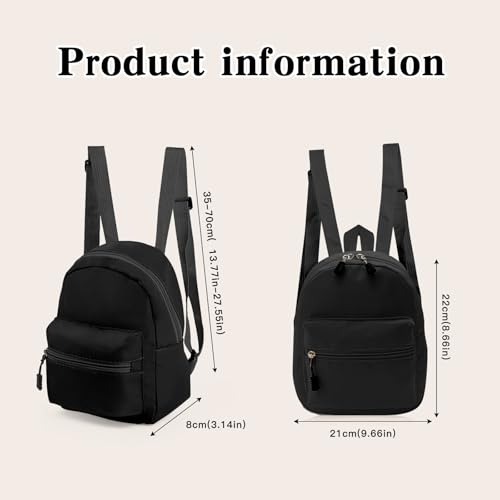 WisePoint Mini Backpack Lightweight Small Backpacks Small Backpack for Women Mini BackpackPurse with Zippers for Travel black - Image 3