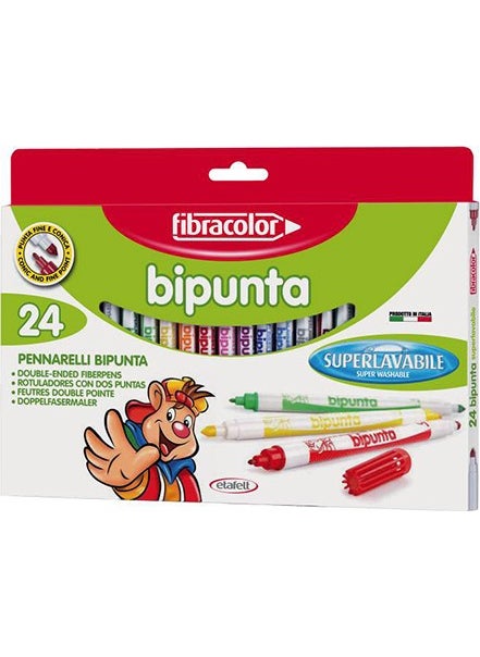 Fibracolor Bipunta 24 Colors Double Tip Felt Tip Pen 