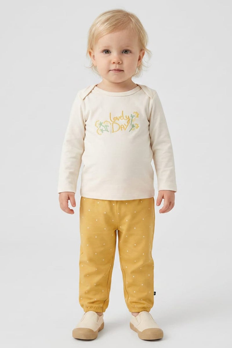 POPEES Toddlers Girl 2Pcs Embroidered Top And Pants Set, Multicolor - Image 1