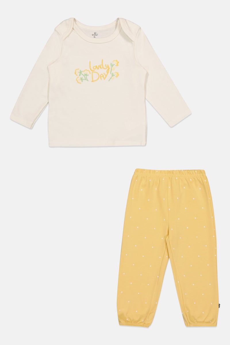 POPEES Toddlers Girl 2Pcs Embroidered Top And Pants Set, Multicolor - Image 2