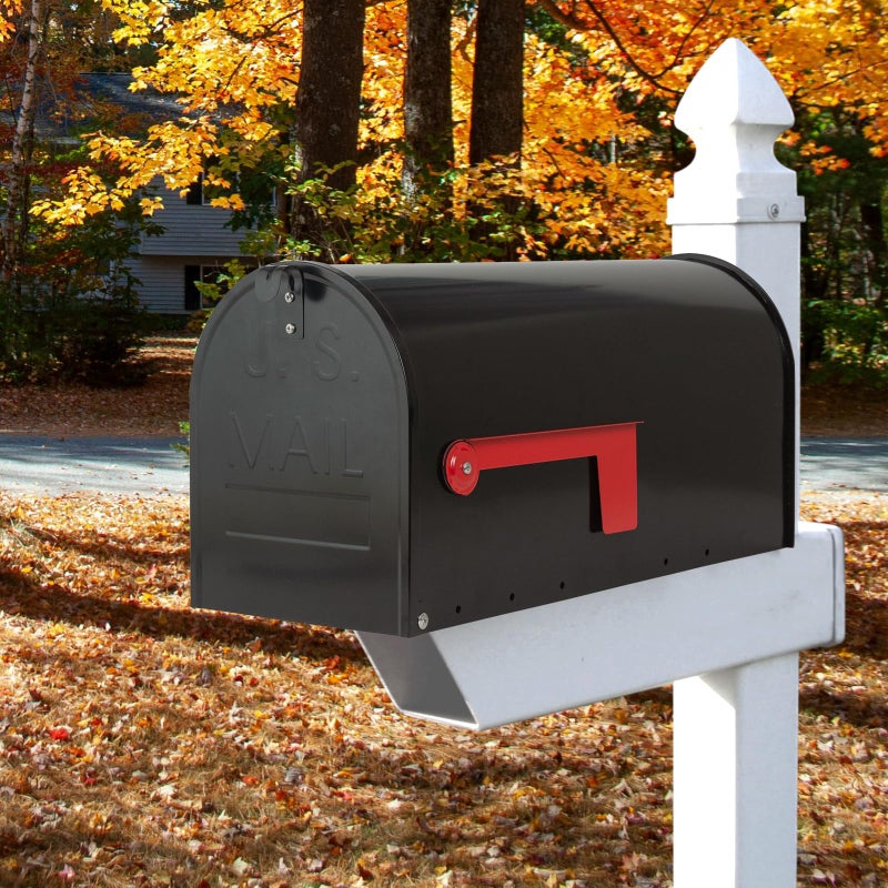 RAINHOL Large Mailboxes for Outside, RAINHOL Black Metal Mailbox, Galvanized Steel Post Mount Mail Box, T3 Large Capacity, 23 x 10.7 x 8.9 Inches - Image 5