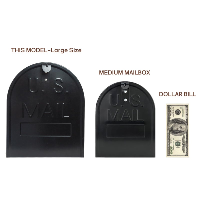 RAINHOL Large Mailboxes for Outside, RAINHOL Black Metal Mailbox, Galvanized Steel Post Mount Mail Box, T3 Large Capacity, 23 x 10.7 x 8.9 Inches - Image 3