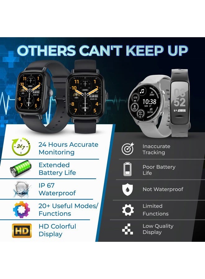 Inspiratek Smartwatch for Men & Women - Multi-Function Health Fitness Watch w/Accurate All- Day Sleep, Step & Heart Rate Monitoring - Waterproof iOS and Android Smart Watch for Women & Men (Black) - Image 5
