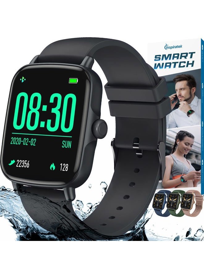 Inspiratek Smartwatch for Men & Women - Multi-Function Health Fitness Watch w/Accurate All- Day Sleep, Step & Heart Rate Monitoring - Waterproof iOS and Android Smart Watch for Women & Men (Black) - Image 1