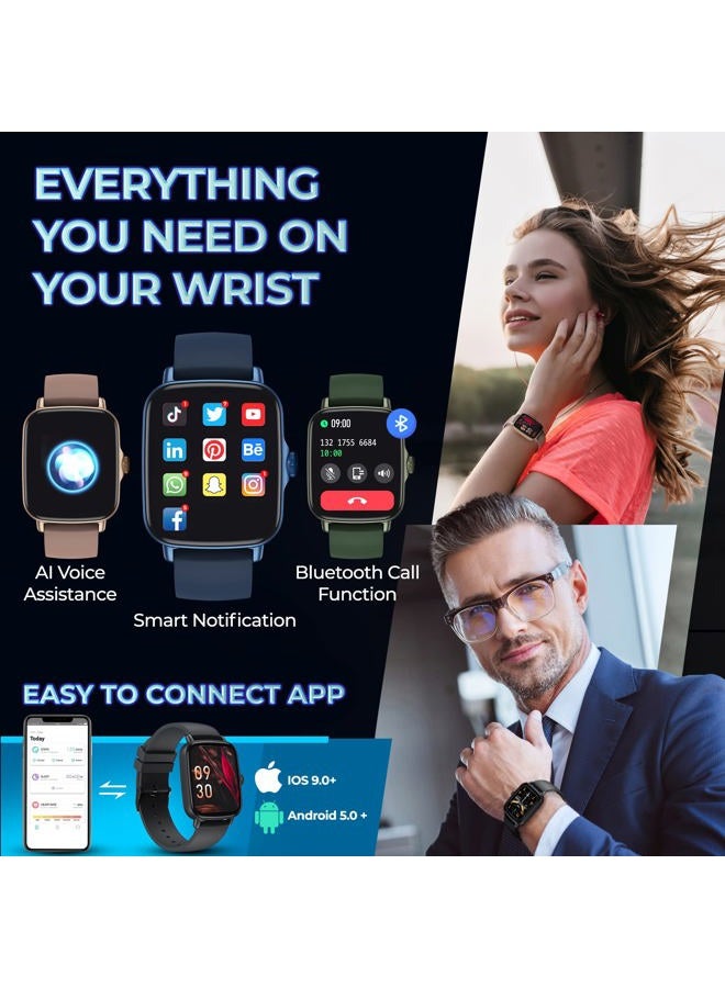 Inspiratek Smartwatch for Men & Women - Multi-Function Health Fitness Watch w/Accurate All- Day Sleep, Step & Heart Rate Monitoring - Waterproof iOS and Android Smart Watch for Women & Men (Black) - Image 2