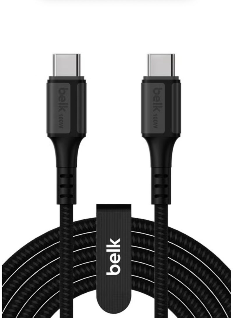 بيلك كابل USB C إلى USB C بقوة 100 واط، شحن سريع 120 سم متوافق مع سلسلة iPhone 17/16/15، MacBook Pro، iPad Pro، Samsung Galaxy S25 S24 Ultra Z Fold، OPPO Honor OnePlus Huawe باللون الأسود - Image 1