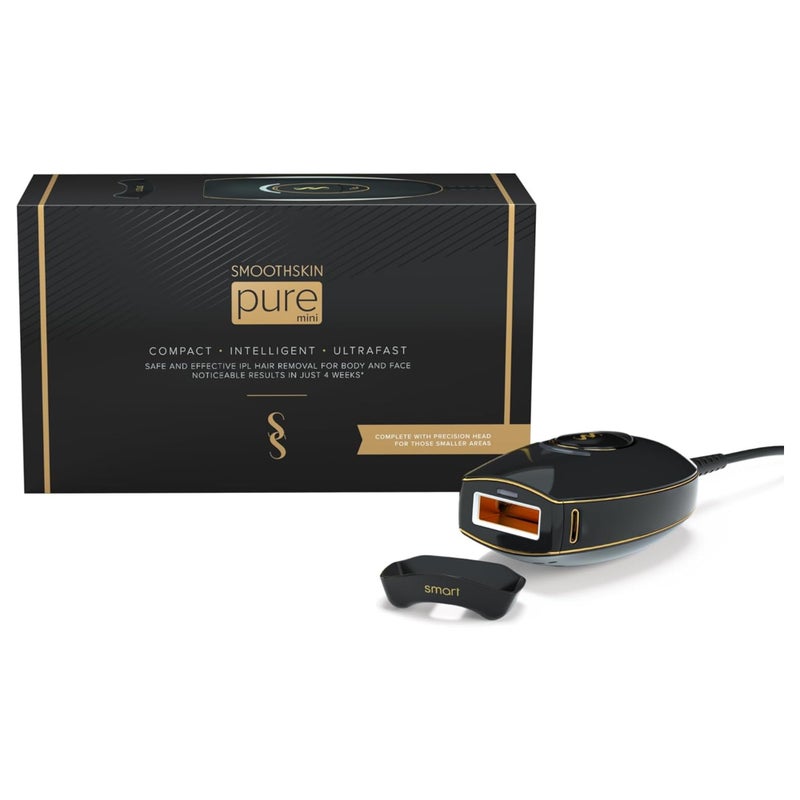 SMOOTHSKIN جهاز إزالة الشعر بالليزر SmoothSkin Pure Mini IPL لإزالة الشعر من الجسم والوجه يدوم طويلاً بديل لإزالة الشعر بالليزر ماكينة حلاقة البيكيني مزيل الشعر برأس دقيق للمناطق الصغيرة
