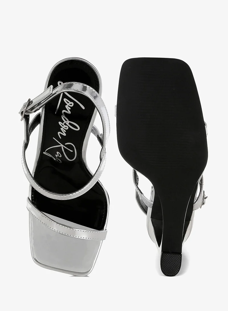 London Rag Metallic Fantasy Wedge Heel Sandals in Silver