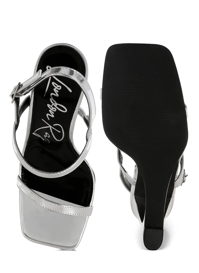 London Rag Metallic Fantasy Wedge Heel Sandals in Silver